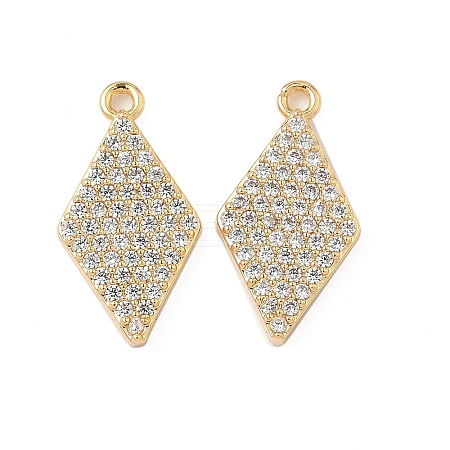 Brass Micro Pave Clear Cubic Zirconia Pendants KK-S531-16G-1