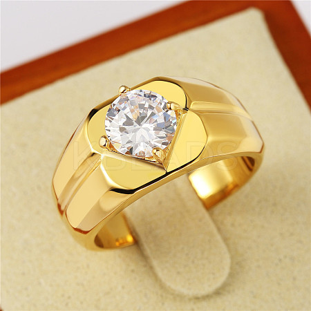 304 Stainless Steel Pave Clear Cubic Zirconia Finger Rings for Men FS-WG96A01-10-1