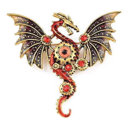 Dragon with Evil Eye Alloy Rhinestone with Plastic Lapel Pins for Backpack Clothes JEWB-G043-02A-1