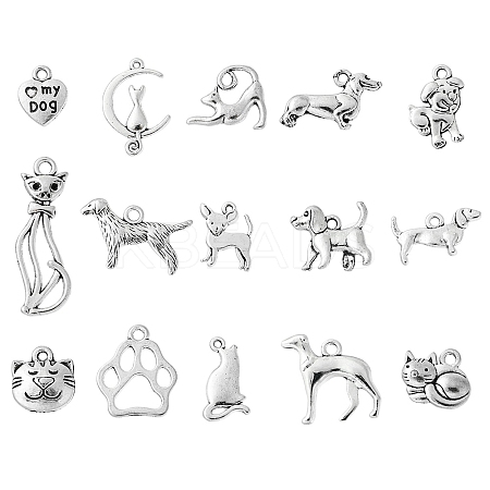 60Pcs 15 Styles Tibetan Styles Alloy Pendants FIND-FS0002-01-1