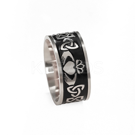 Stainless Steel Enamel Triquetra/Trinity Knot Finger Rings PW-WG80958-08-1