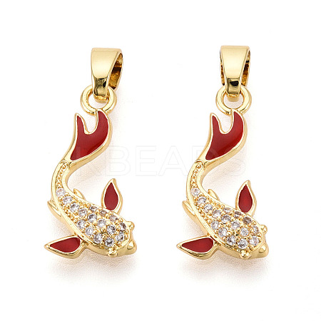 Brass Micro Pave Cubic Zirconia and Enamel Pendants KK-T074-67G-01-1
