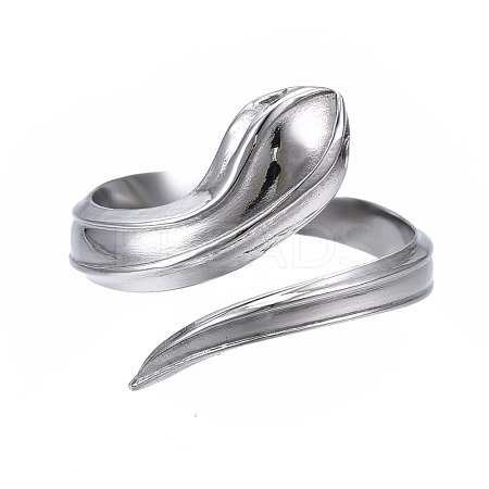 Non-Tarnish 304 Stainless Steel Snake Wrap Open Cuff Ring for Women RJEW-T023-78P-1