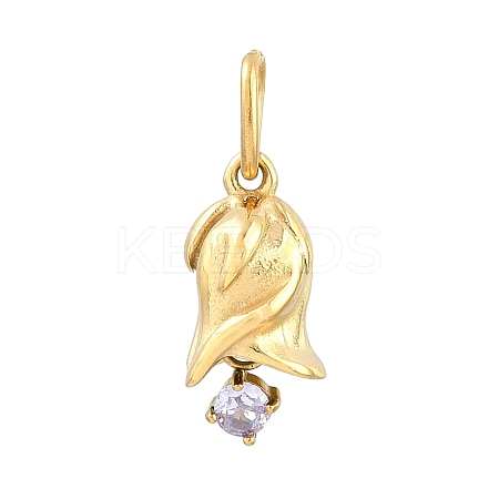304 Stainless Steel Micro Pave Cubic Zirconia Pendants SA-CBA1D2B-01G-F-1