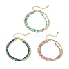 3Pcs Natural Rhodonite & Chrysocolla & Lapis Lazuli &  Dyed Hemimorphite Round Beadeds Double-layered Bracelets for Women BJEW-JB12095-2