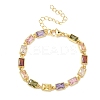 Rectangle Brass Pave Cubic Zirconia Link Chain Bracelets for Women BJEW-P385-05G-4