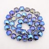 Hexagon Electroplate Full Rainbow Plated Glass Beads Strands X-EGLA-P015-F08-1