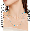 Synthetic Turquoise & Glass Round Bead Link Chains CHS-TA0001-49-7