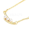 Pea Shaped Plastic Imitation Pearl Pendant Necklace with Brass Cable Chains LS-NJEW-F316-01G-1