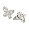Rack Plating Brass Pave Clear Cubic Zirconia Stud Earring Finding EJEW-C102-33P-2