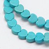 Dyed Synthetical Turquoise Heart Bead Strand G-P083-88B-1