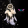 Indian Style Cotton Rope Woven Net/Web with Feather Pendant Decoration HJEW-PW0001-029C-1