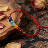 7 Chakra Round Gemstone Braided Bead Adjustable Nylon Cord Bracelets for Daily Wear QK8990-3