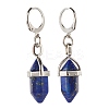 Bullet Natural Lapis Lazuli Pendant Hoop Earrings for Girl Women EJEW-JE04636-02-3