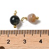 Dyed Natural Agate Round Charms with Real 18K Gold Plated Brass Loops KK-P242-09A-G-3