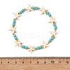 Synthetic Turquoise & Brass Beads Stretch Bracelets for Women Men BJEW-JB13877-03-4