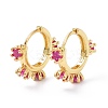 Brass Inlaid Cubic Zirconia Hoop Earrings ZIRC-P090-17G-B-1