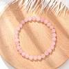 Natural Rose Quartz Bead Stretch Bracelets X-BJEW-K212-A-045-4