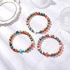 3Pcs 3 Colors Dyed Synthetic Ocean White Jade & Turquoise Beaded Stretch Bracelets for Men Women BJEW-JB12372-1