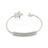Star Brass Pave Clear Cubic Zirconia Open Cuff Bangles for Women BJEW-G704-03P-3