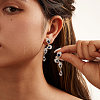925 Sterling Silver Cubic Zirconia Leaf Stud Earrings EJEW-L294-011P-3