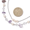 2Pcs 2 Styles Natural Amethyst Chip & Glass & 304 Stainless Steel Handmade Link Chain Double Layer Necklaces for Women NJEW-JN05363-5