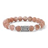 Alloy Nordic Viking Runes 8MM Natural Dark Pink Angelite Round Beaded Stretch Bracelets KW3210-11-1