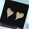 Brass Micro Pave Clear Cubic Zirconia Stud Earrings for Women LS-EJEW-U034-01G-02-1