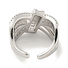 Rack Plating Brass Micro Pave Cubic Zirconia Open Cuff Rings RJEW-I104-17P-3