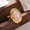 Oval Natural Rose Quartz Finger Rings RJEW-M063-01G-13-1