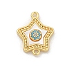 Brass Micro Pave Clear Cubic Zirconia Connector Charms KK-M303-04G-09-1
