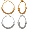 2 Pairs 2 Colors 304 Stainless Steel Mesh Chains Hoop Earrings EJEW-BBC0001-73B-1