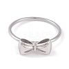 Non-Tarnish 304 Stainless Steel Bowknot Finger Ring for Women RJEW-C086-01-P-2