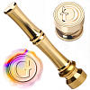 1Pc Golden Tone Brass Wax Seal Stamp Heads with Bamboo Stick Shaped Handles STAM-CP0001-05G-1