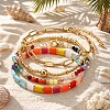 Colorful Glass Gemstone Brass Beaded Stretch Bracelet Sets TV5355-2