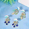 2 Pairs 2 Colors Teardrop Alloy Enamel Dangle Stud Earrings for Women EJEW-TA0001-49A-4