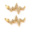 Brass Micro Pave Clear Cubic Zirconia Connector Charms KK-U017-01A-G-1