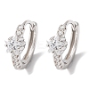 Star 925 Sterling Silver Micro Pave Clear Cubic Zirconia Hoop Earrings EJEW-K317-07P-4