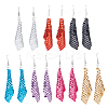 7 Pairs 7 Colors Aluminum Mesh Sequin Rhombus Dangle Earrings for Women EJEW-AN0001-71-1