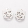 Non-Tarnish 201 Stainless Steel Kitten Charms STAS-Q201-T111-2