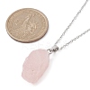 Natural Rose Quartz Nugget Pendant Necklaces NJEW-JN04507-02-3
