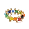 Glass Seed & Brass Beads Finger Rings RJEW-JR00687-4