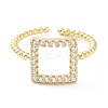 Rack Plating Brass Micro Pave Clear Cubic Zirconia Cuff Rings RJEW-C043-03G-2