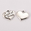 Antique Silver Tone Tibetan Style Heart with Aunt of Groom Rhinestone Charms LS-TIBEP-N005-01B-1