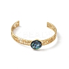 2Pcs 2 Colors Natural Abalone Shell Paua Shell 304 Stainless Steel Hollow Open Cuff Bangle Sets with Enamel BJEW-JB14486-02-4