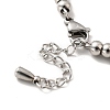 304 Stainless Steel Bell Charm Bracelet with 201 Stainless Steel Round Beads for Women BJEW-B057-16P-3