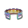 Ion Plating(IP) Rainbow Color 304 Stainless Steel Oval Wrap Open Cuff Ring for Women RJEW-C025-11M-3
