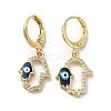 Hamsa Hand with Evil Eye Real 18K Gold Plated Brass Dangle Leverback Earrings EJEW-Q797-22G-03-1