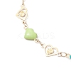 304 Stainless Steel Enamel Colorful Heart Link Anklets AJEW-AN00642-3