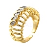 Brass Micro Pave Clear Cubic Zirconia Cuff Rings RJEW-U035-09GP-4